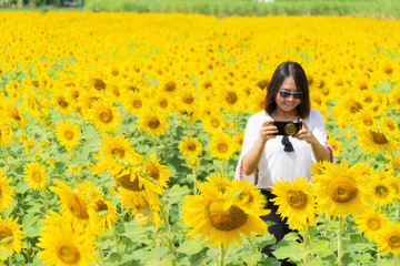 Asian woman take photo smartphone.