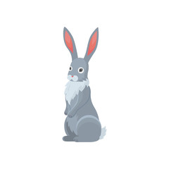Cute rabbit in cartoon style. Bunny pet silhouette.