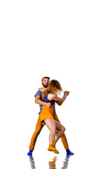 Fototapeta na wymiar Sweet couple dancing social danse