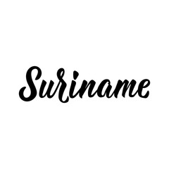 Suriname. Lettering. Ink illustration. Modern brush calligraphy.