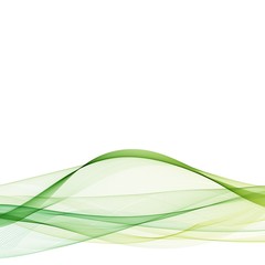 Abstract green wavy lines. Colorful vector background.