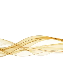 Crédence de cuisine en verre imprimé Vague abstraite Or abstrait ondulé sur fond blanc avec des courbes lisses de couleur dorée pour un fond de luxe. eps 10