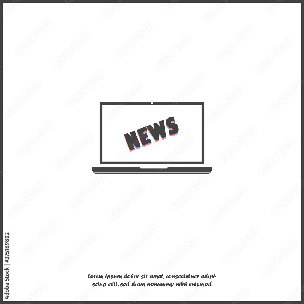 Aufkleber vector news icon and computer monitor on white isolated background. layers grouped for easy editing 