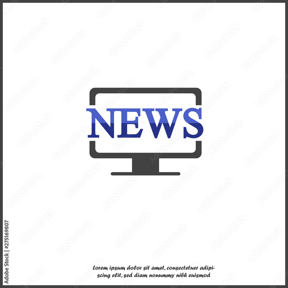 Poster vector news icon and computer monitor on white isolated background. layers grouped for easy editing 