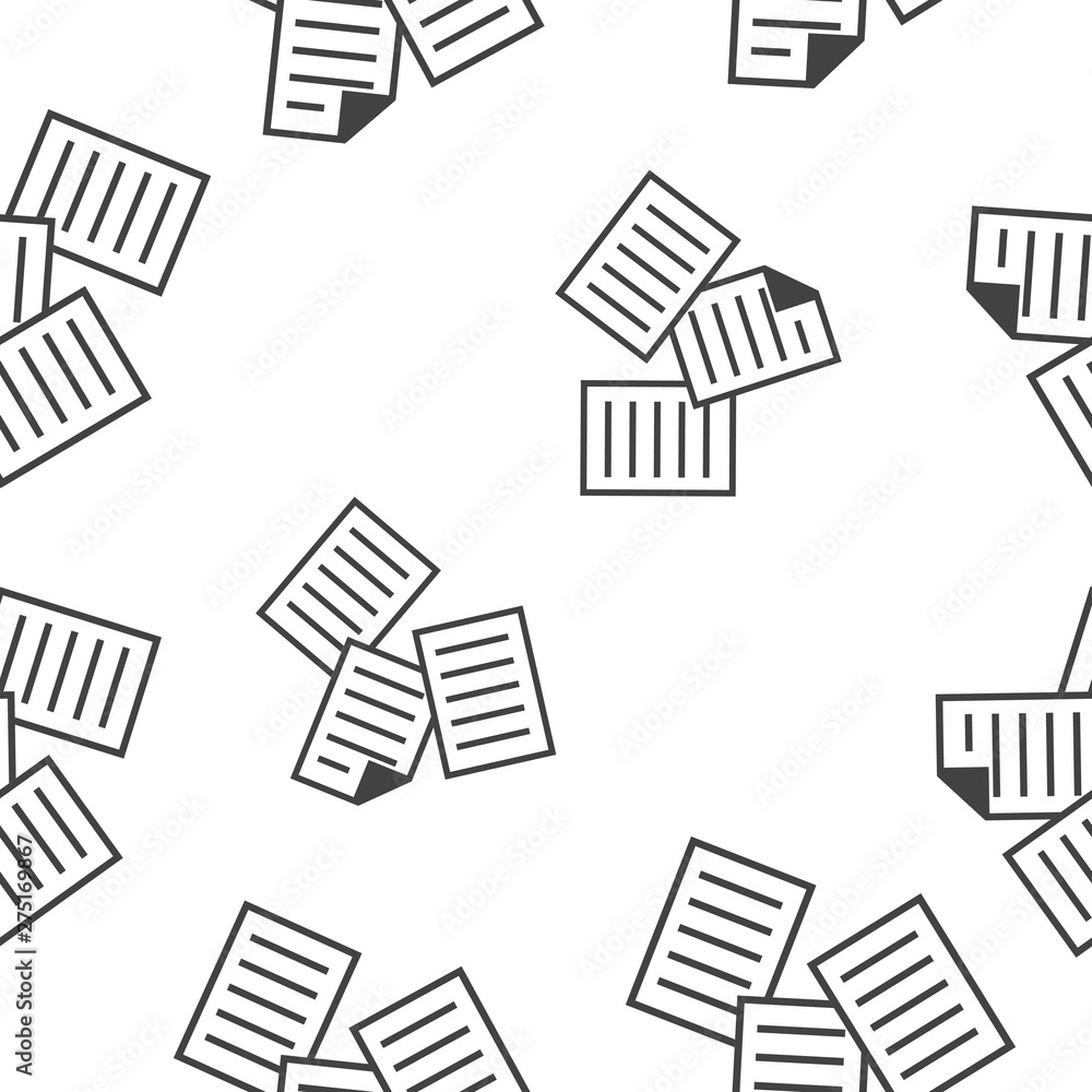 Poster vector icon of the document. illustration of a business document seamless pattern on a white backgro