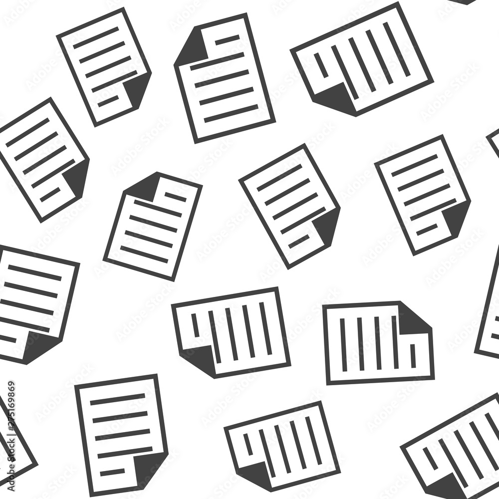 Poster vector icon of the document. illustration of a business document seamless pattern on a white backgro