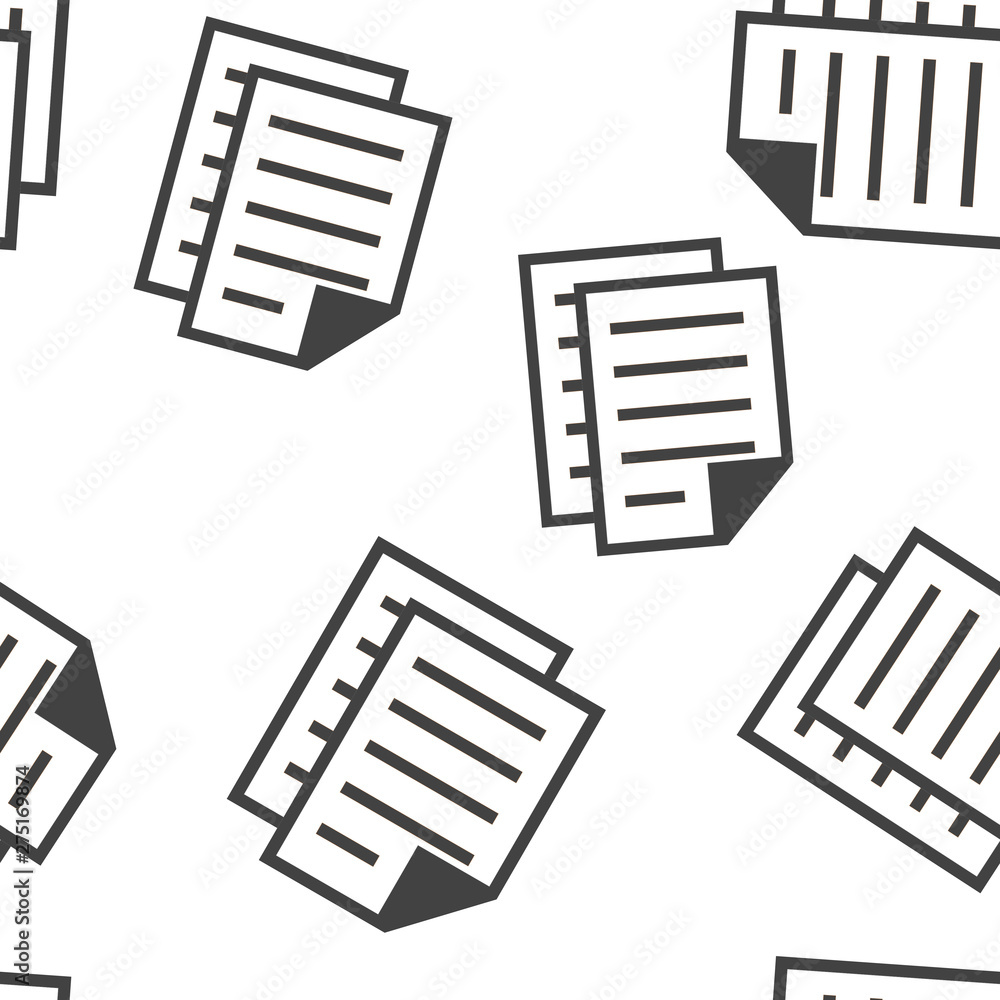 Poster vector icon of the document. illustration of a business document seamless pattern on a white backgro