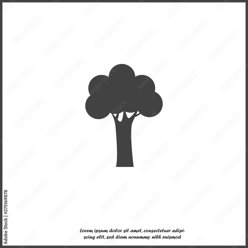 Poster vector tree icon. deciduous forest symbol on white isolated background. layers grouped for easy edit