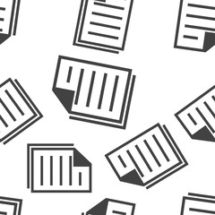 Vector icon of the document. Illustration of a business document seamless pattern on a white background.