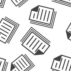 Vector icon of the document. Illustration of a business document seamless pattern on a white background.