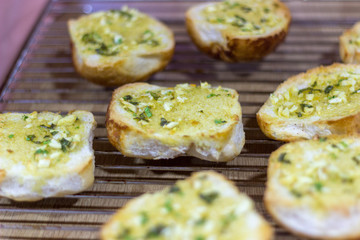 Tasty homemade garlic bread from the oven