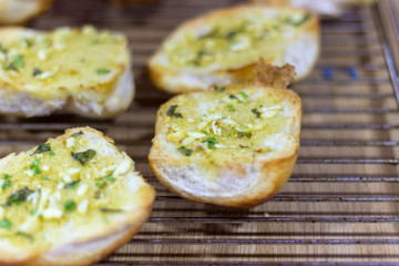 Tasty homemade garlic bread from the oven