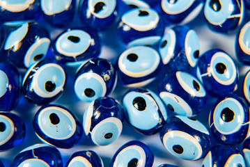 macro shot of evil eye beads, amulet