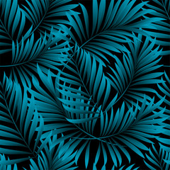 Palm trees. Tropical plants seamless pattern. Vector image.