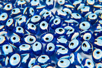 macro shot of evil eye beads, amulet