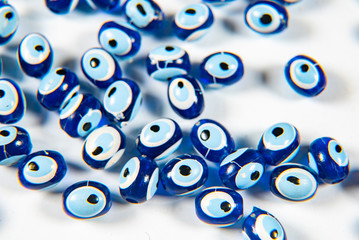 macro shot of evil eye beads, amulet