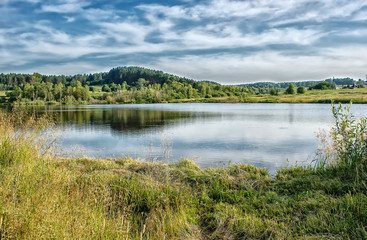 Fototapeta na wymiar river landscape on summer day