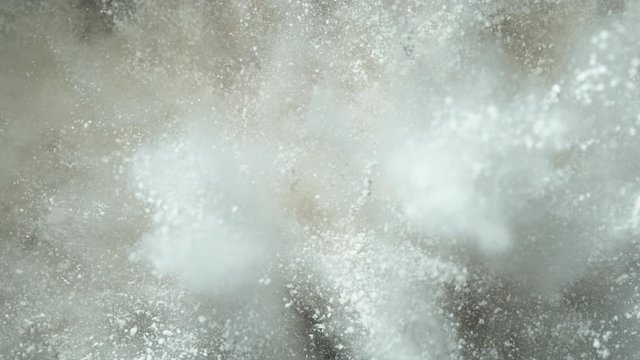 Super slow motion of white powder explosion. Filmed on high speed cinema camera, 1000fps.