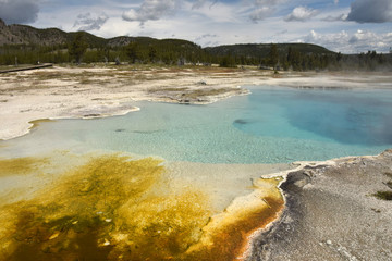 Colorful geothermal springs in Wyoming