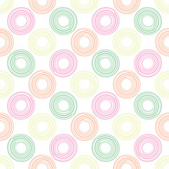  Abstract round seamless pattern with circles, rings. Vector illustration. 