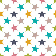 Seamless pattern with stars on white background. Vector illustration.