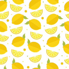 Seamless pattern with lemon icon in flat style. Isolated object. Vector illustration.