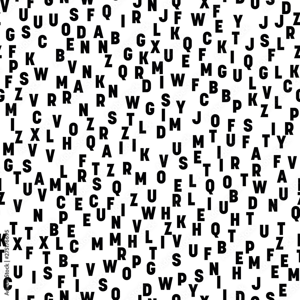Poster seamless pattern of letters. random order signs. vector background