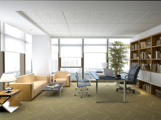 3d render of working office