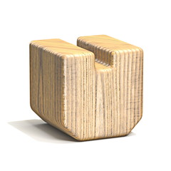 Solid wooden cube font Letter V 3D