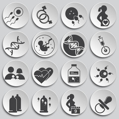 Reproduction related icons set on background for graphic and web design. Simple illustration. Internet concept symbol for website button or mobile app.
