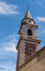 Fototapeta na wymiar Belltower of St Elias's church in the ancient old town of Zadar in Croatia