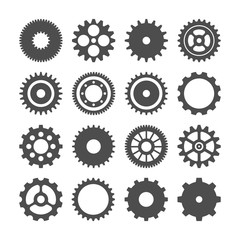 Gear wheels set. Retro vintage cogwheels collection. Industrial icons. Vector illustration - obrazy, fototapety, plakaty