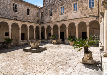Courtyard in the Franciscan Monastery in the ancient old town of Zadar in Croatia