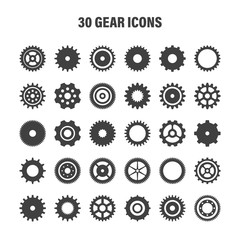 Gear wheels set. Retro vintage cogwheels collection. Industrial icons. Vector illustration