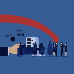 Business team fear of loss make more bills on wallet.