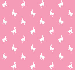Vector seamless pattern of white llama silhouette isolated on pink background © Sweta