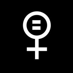Fototapeta premium Vector flat feminist icon of women equality isolated on black background