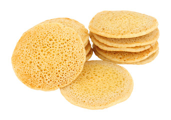 Tradition thin pikelet flat crumpets isolated on a white background