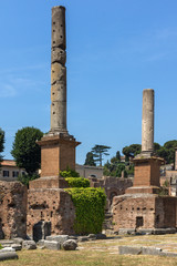 Panorama of Roman Forum in city of Rome