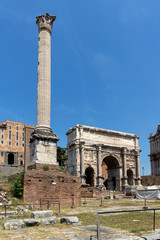 Fototapeta na wymiar Panorama of Roman Forum in city of Rome