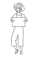 Isolated woman with board design