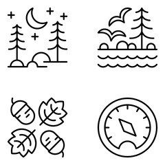 Wilderness Vector Line Icon Set