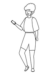 Avatar woman with smartphone design