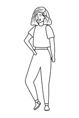 Isolated woman with board design