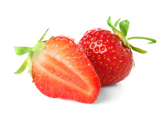 Tasty ripe strawberry on white background