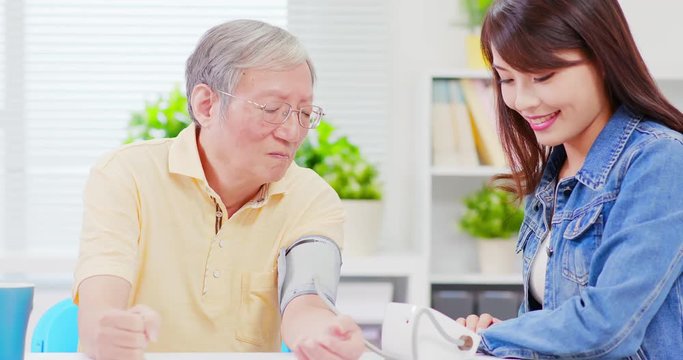 Measure blood pressure for father