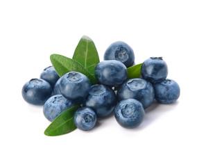Fresh ripe blueberry on white background