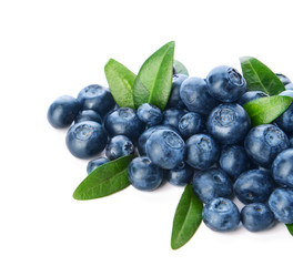 Fresh ripe blueberry on white background