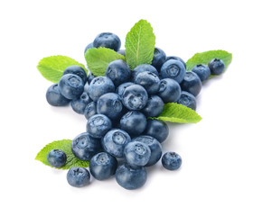 Fresh ripe blueberry on white background