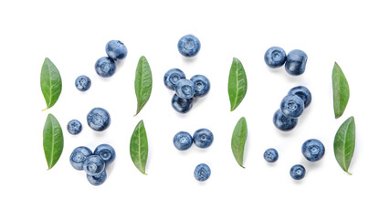 Fresh ripe blueberry on white background